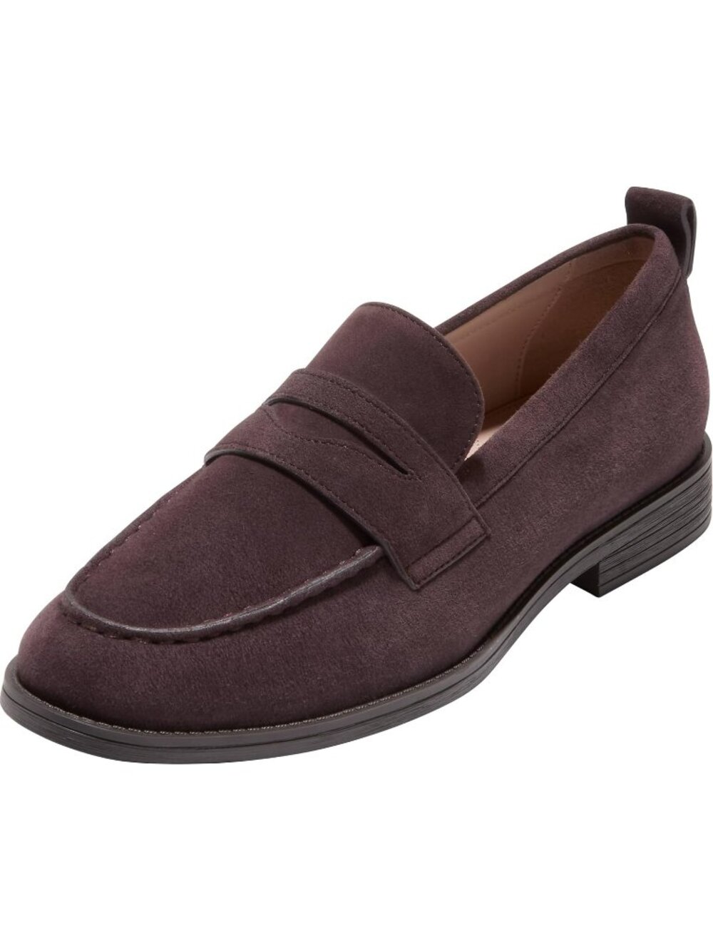 Women's Dark Chocolate Suede Round Toe Flat Slip On Classic Stassi Penny Loafer